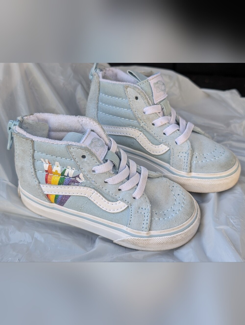 Vans Rainbow Sk8-hi top Zip Toddler  Shoes Size 6.5
